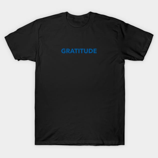 Gratitude Blue Typography T-Shirt by OptiVibe Wear